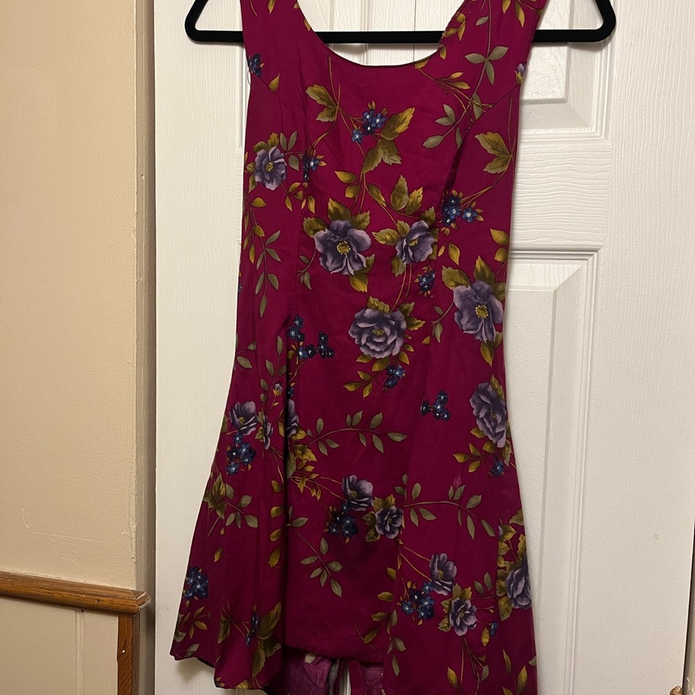 Urban renewal maroon mini dress with purple and green florals